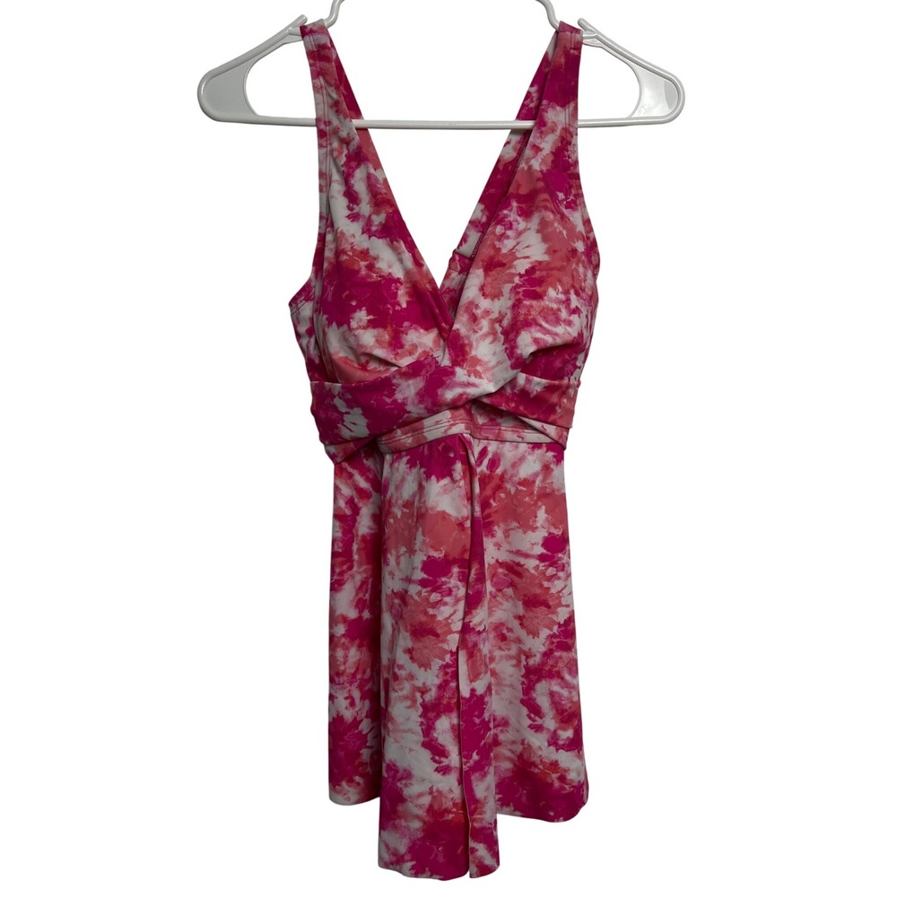 Kim Gravel x Swimsuits For All Pink Tie Dye V-Neck Swim Top ONLY‎ 10